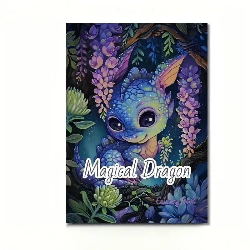 New Hot A4 Magic Dragon Coloring Book, Thickened Coloring Book, Coloring Gift Book, Drawing Book, Fill-In-The-Blank Book, Ideal for Kids and Adults, Art Sketchbooks