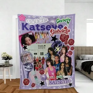 Katseye Kpop Group Blanket Beautiful Chaos Tour 280gsm Digitally Printed Flannel Perfect For All Seasons Sofas Beds Offices Camping Travel Gift For Fans Bedroom Bedding Decor Valentine's Day summerwins,summerwins