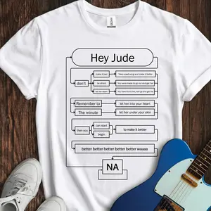 Retro Vintage Hey Jude Lyrics T-Shirt, Beatles Band Graphic Shirt, Unisex Casual 100% Cotton, Gift for Him, Gift for Her, Menswear Womenswear Top