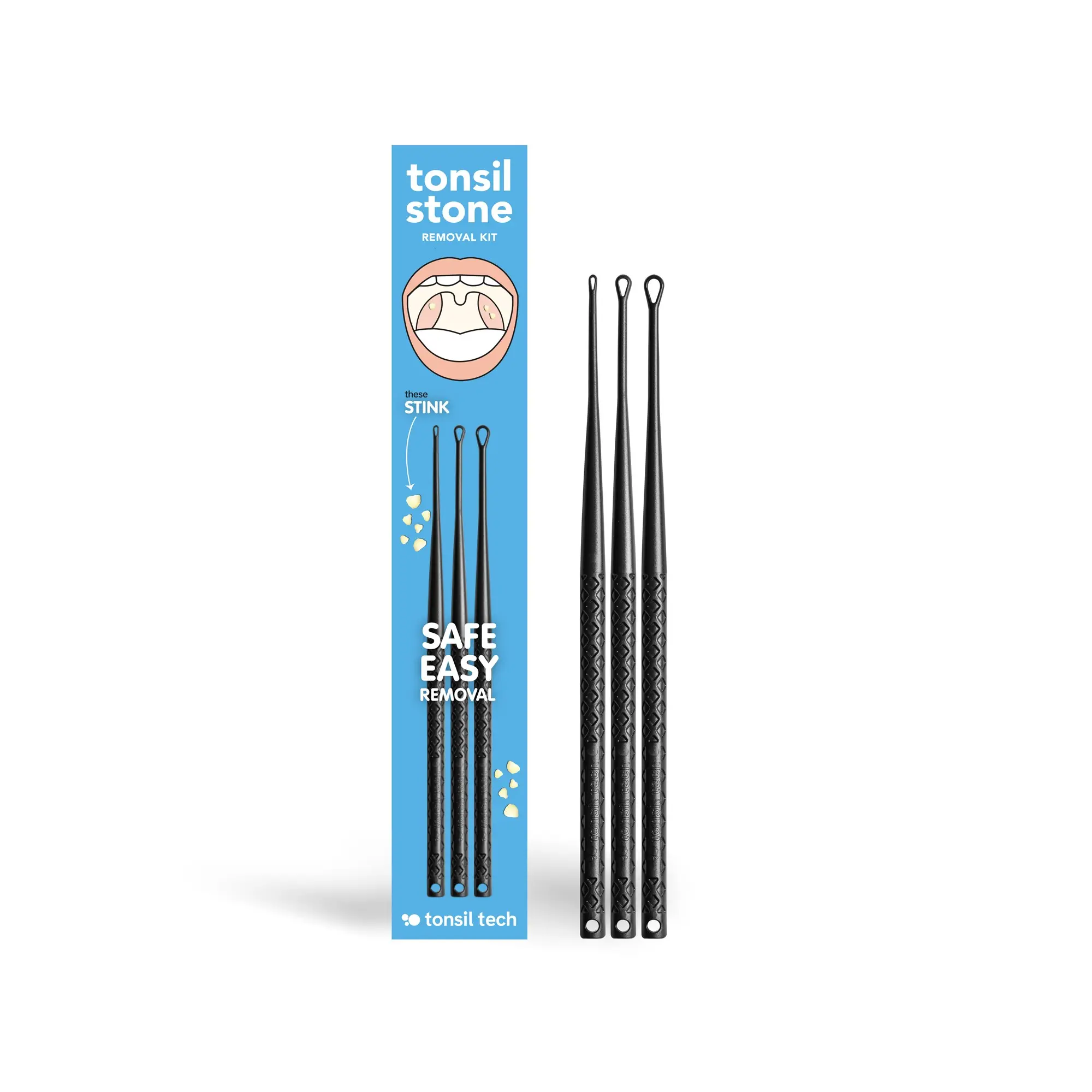 Tonsil Stone Removal Kit | Safe & Easy Tonsil Stone Removal - Made in USA - 3 Tip Sizes