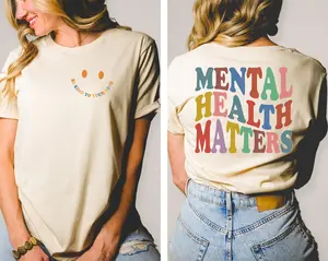 Mental Health Matters Shirt - Front and Back Design, Cotton Blend, Lightweight, Ideal for Mental Health Awareness, Therapist & Psychologist Wear
