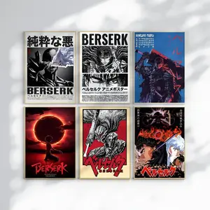 Berserk 1997 Vintage Movie Poster Unframed, Guts Anime Poster, Manga Japanese Ukiyo-e Style, Fans Anime Gift, Wall Decor, Room Decor