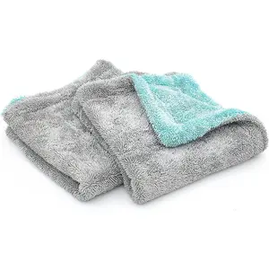 -  Liquid8r - Absorbent 70/30 Blend Microfiber Drying Towel for , , SUVs, Safe for Detailing + Scratch Free, Twist Loop, 1100gsm, 16in x 16in, Aqua Blue/Grey (2-Pack)