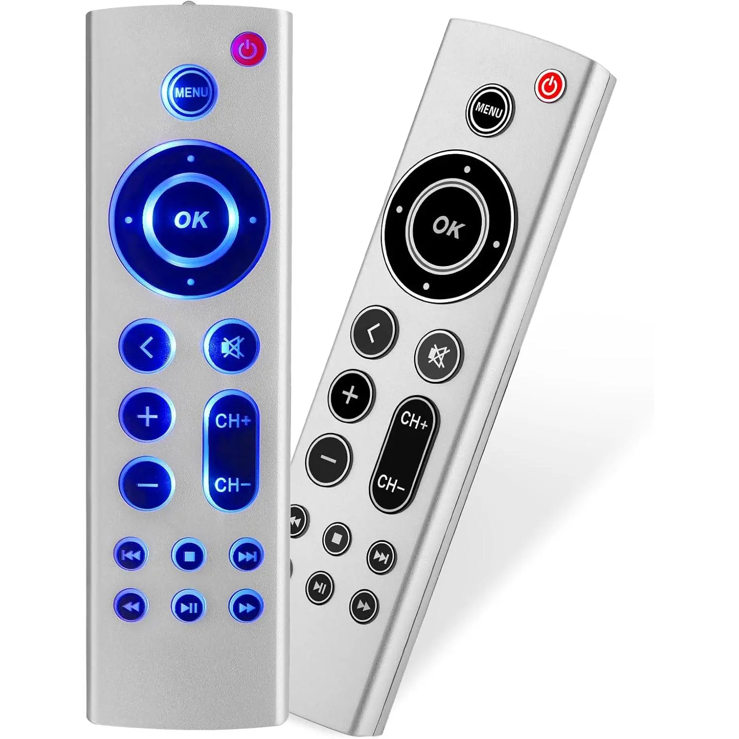 (Pack of 2) Universal Replacement Remote for Apple TV 4K/ Gen 1 2 3 4/ HD A2843 A2737 A2169 A1842 A1625 A1427 A1469 A1378 A1218, No Voice No Siri with Blue Backlight