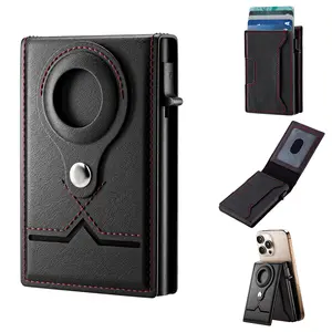 Men's Card Holder Wallet with Magnetic Phone Holder, Pop Up Card Case, RFID Blocking, Slim, Minimalist, 6-8 Card Capacitiy