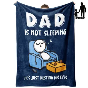 Funny Dad Sleeping Throw Blanket - "Dad is Not Sleeping, He's Just Resting His Eyes" - Soft Flannel All-Season Couch & Office Blanket - Birthday, Father'S Day, Birthday Gift for Dad - Funny Laziness Prank Present - Cozy Home Decor for Dad, Husband,