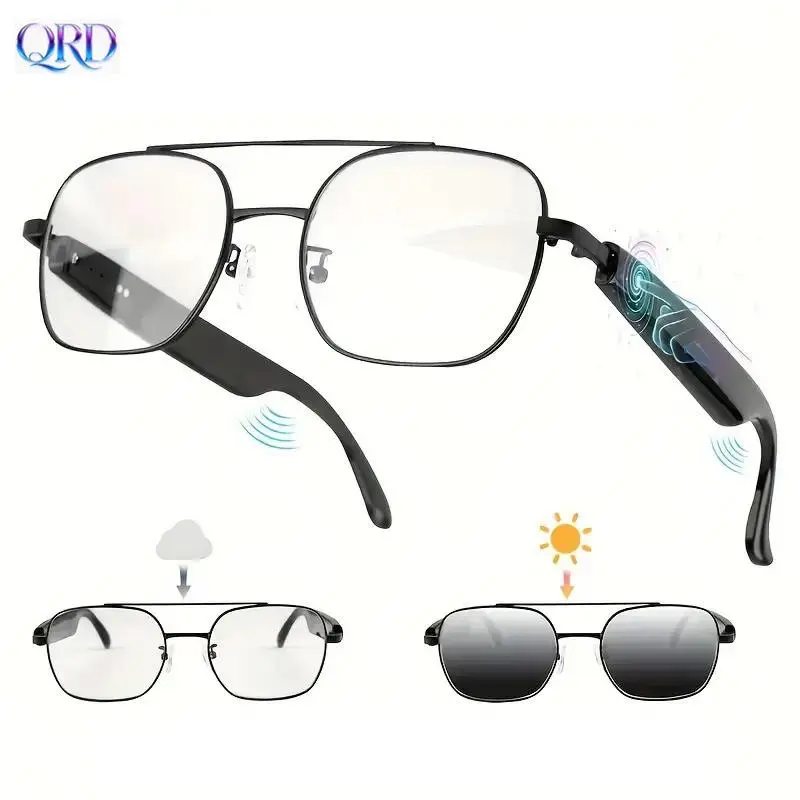 Qrd Gs-12 Smart BT Glasses, Wireless Headphones Anti-Glare Sunglasses, Touring Driving Bicycle Rock Climbing Outdoor Fishing Stereoscopic Effects Wireless Audio Glasses, Sports Smart Glasses, Bluetooth