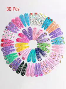 30pcs Random Color Cute Cartoon Pattern Hair Clips, Butterfly & Strawberry & Animal & Bowknot Decor Hair Clips, Fashion Hair Accessories for Girls, Super Cute Clips