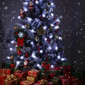 2 Pack  Operated Snowflake Christmas Lights Decorations,7FT  Wire 20 LED Snowflake String Lights for Indoor Holiday Wedding Party Christmas Tree Garland Decor(Cold White)