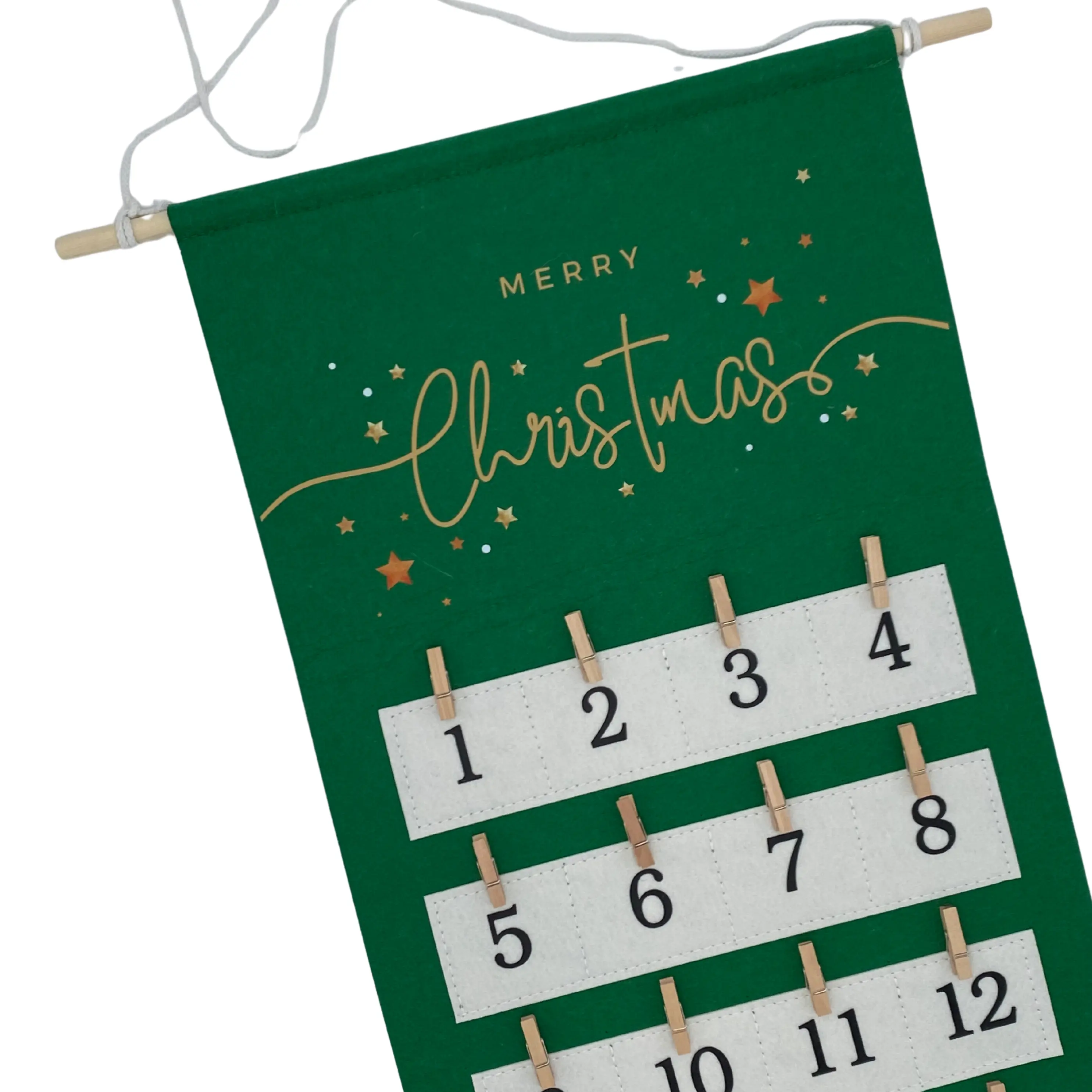 Advent Calendar Photo Board for Pictures - Christmas Countdown Instant Photo Hanging Display - Reusable Photo Collage Board - Festive Decoration with Cute Clips