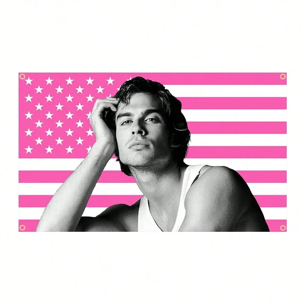2D Flat Banner Ian Somerhalder Vampire Poster Damon Salvatore Meme Flag Wall Decor, Home Decoration, Room Banner, Modern Art Tapestry Gift, Wall Hanging Tapestry, Print Tapestry, Decorative Tapestry