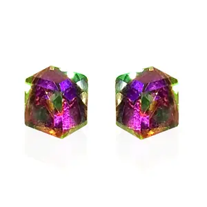 E065 Ir Sparkling Crystal 5.5mm Cube Earrings Iridescent 1020011-NF