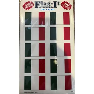 Flag-It Italy 60 Count Sticker Pack 1 x 1-1/2" Jumbo Adhesive Stickers for Decoration