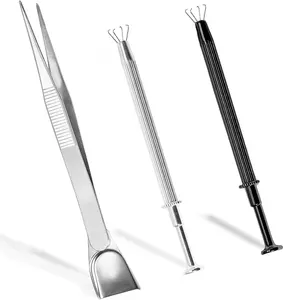 3 Pc Piercing Ball Grabber Tool Set, Stainless Steel 4 Claw Jewelry Precision Tools