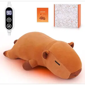 P-Electric Heating Pad for Period Cramps, 14''Cuddly Capybara Plush with a Hot Soft Belly USB Powered, Menstrual Heating Pad Neck Shoulder Pain Relief, Gift for Daughter Wife Period Heating Pad