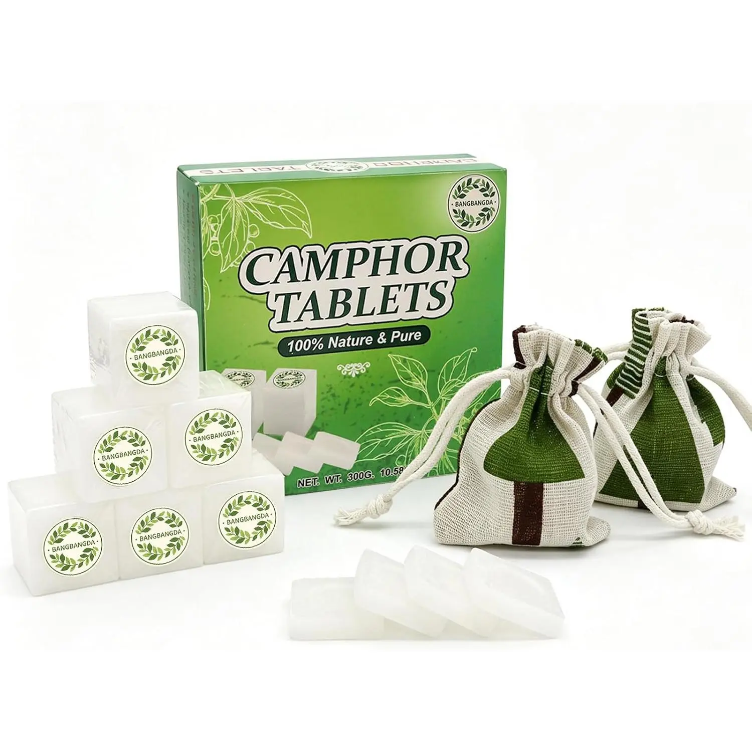 300G 64 Pure Natural Camphor Blocks Alcanfor Cubes for Aromatherapy & Pooja | 10OZ Camphor Tablets Bhimseni Camphor Hindu Puja Kapoor Alcanfor en Bloques Bolitas Camphor Crystal Odor Eliminator