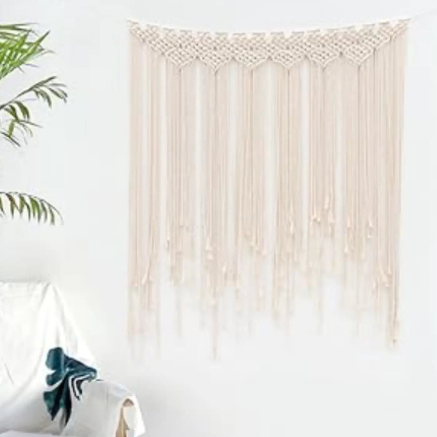 Macrame Wall Hanging, Large Woven Wall Hangings, Boho Cotton Handmade Macrame Backdrop Wall Decor for Wedding Living Room Bedroom Gallery, 37"x 45"