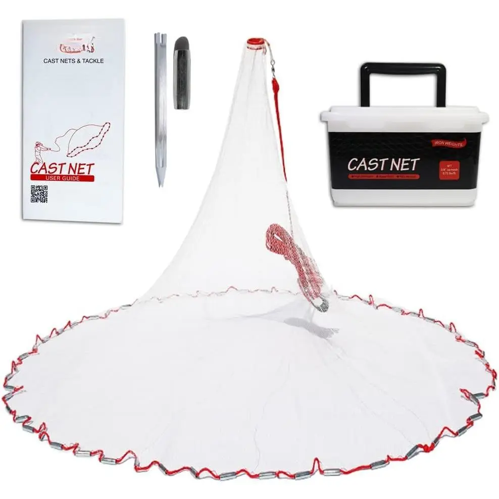 Cast Net | 3ft-12ft Radius, 3/8 or 1/4 inch Mesh for Freshwater and Saltwater  Fish| Professional Grade and Upgraded Material | Throw Style