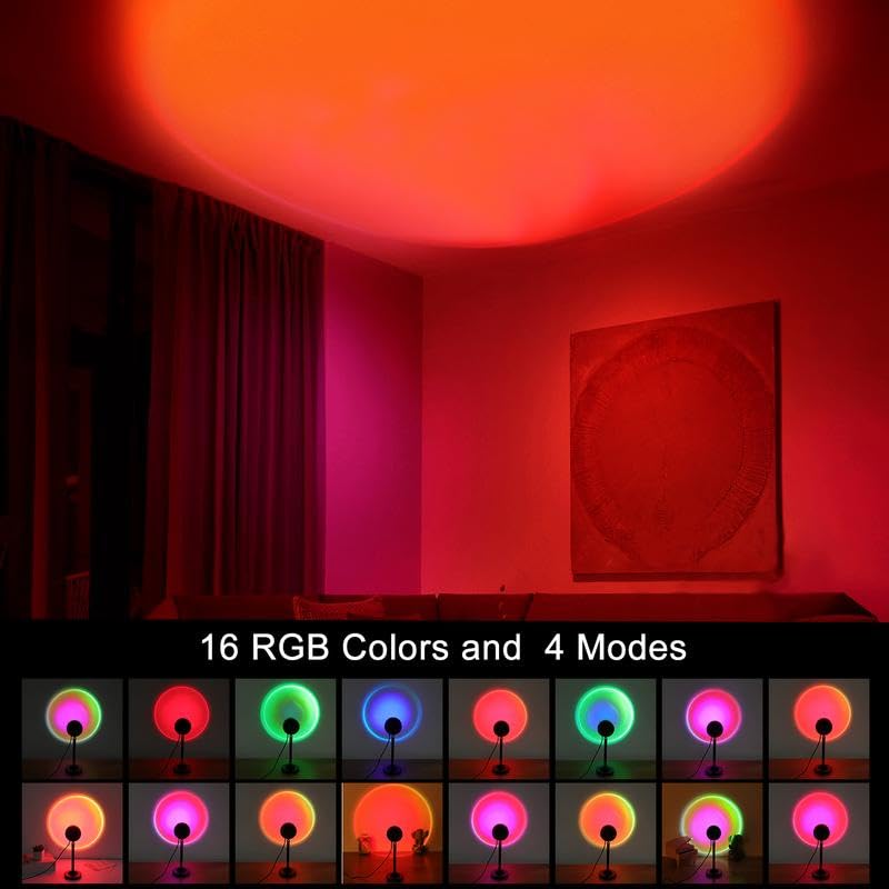 Sunset Lamp Projector Rainbow Projection Lamp Romantic LED Sunset Projection Light for Party Photo Vlog Background Bedroom