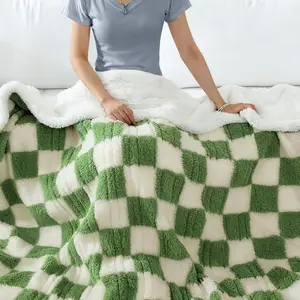 Electric Heated Blanket Full Size 72"×84" with 9 Heating Levels & 1-10Hs Auto Off, Checkered Plaid Double Sided Sherpa, Energy Efficient, Machine Washable, Couch & Bed, Gifts for Women- Light Green