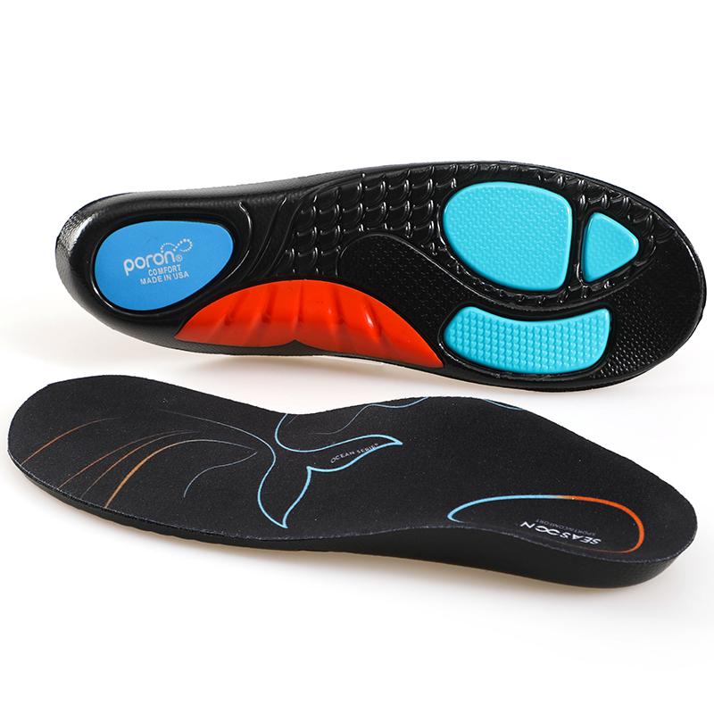 Poron Shock Absorption Shoe Insoles Flat Feet Arch Support Sport Insole Heel Pain Relief Shoes Pad, Poron Blend, U-Shape Heel