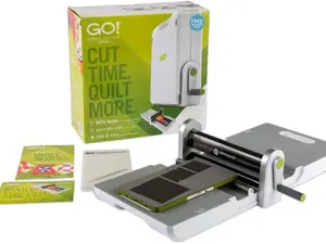 AccuQuilt GO! Fabric Cutter Starter Set with GO! 6” x 12” Cutting Mat, 20 Pg Pattern Book, and GO! Value Fabric Cutting Die for Easy Sewing Kit