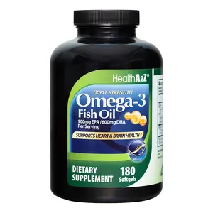 HealthA2Z Triple Strength Omega-3 Fish Oil - 180 Softgels (Pack of 1) - 900 mg EPA & 600 mg DHA - Promotes Brain Heart Health - Ethically Sourced & Lab-Tested