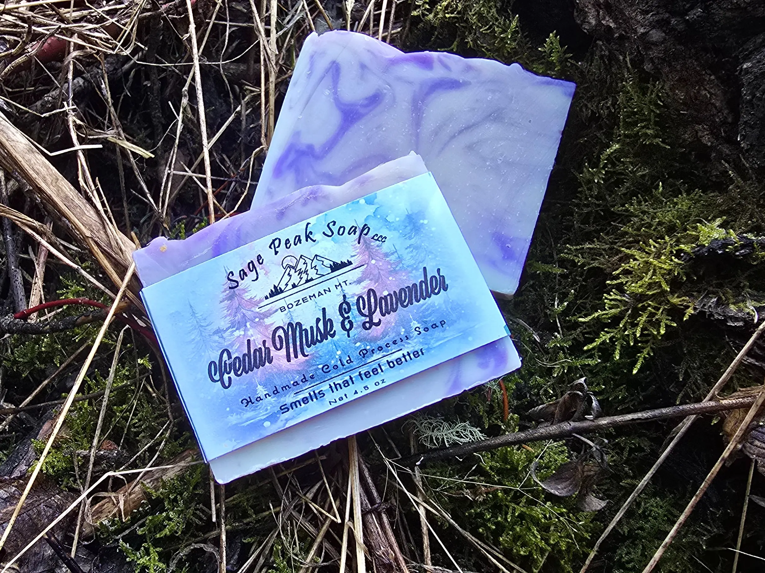 Cedar Musk and Lavender Cold Process Soap- Sage Peak Soap LLC.