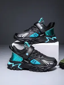 Boys' Low-Top Sports Shoes, Lightweight Comfortable PU Leather Running Shoes, Colorblock Fashion Sneakers for Indoor/outdoor Activities, Youth Fashion Shoes, Athletic Shoes