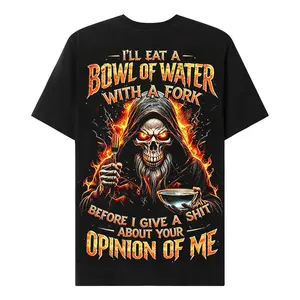 Chaosmoda Gen X Custom Year Skull Graphic Tee | I'll Eat A Bowl Of Water With A Fork Funny Vintage Dad Shirt Soft Breathable