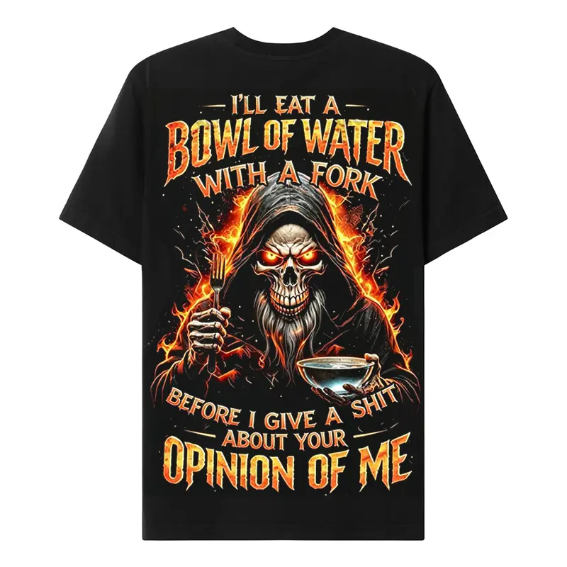 Chaosmoda Gen X Custom Year Skull Graphic Tee | I'll Eat A Bowl Of Water With A Fork Funny Vintage Dad Shirt Soft Breathable