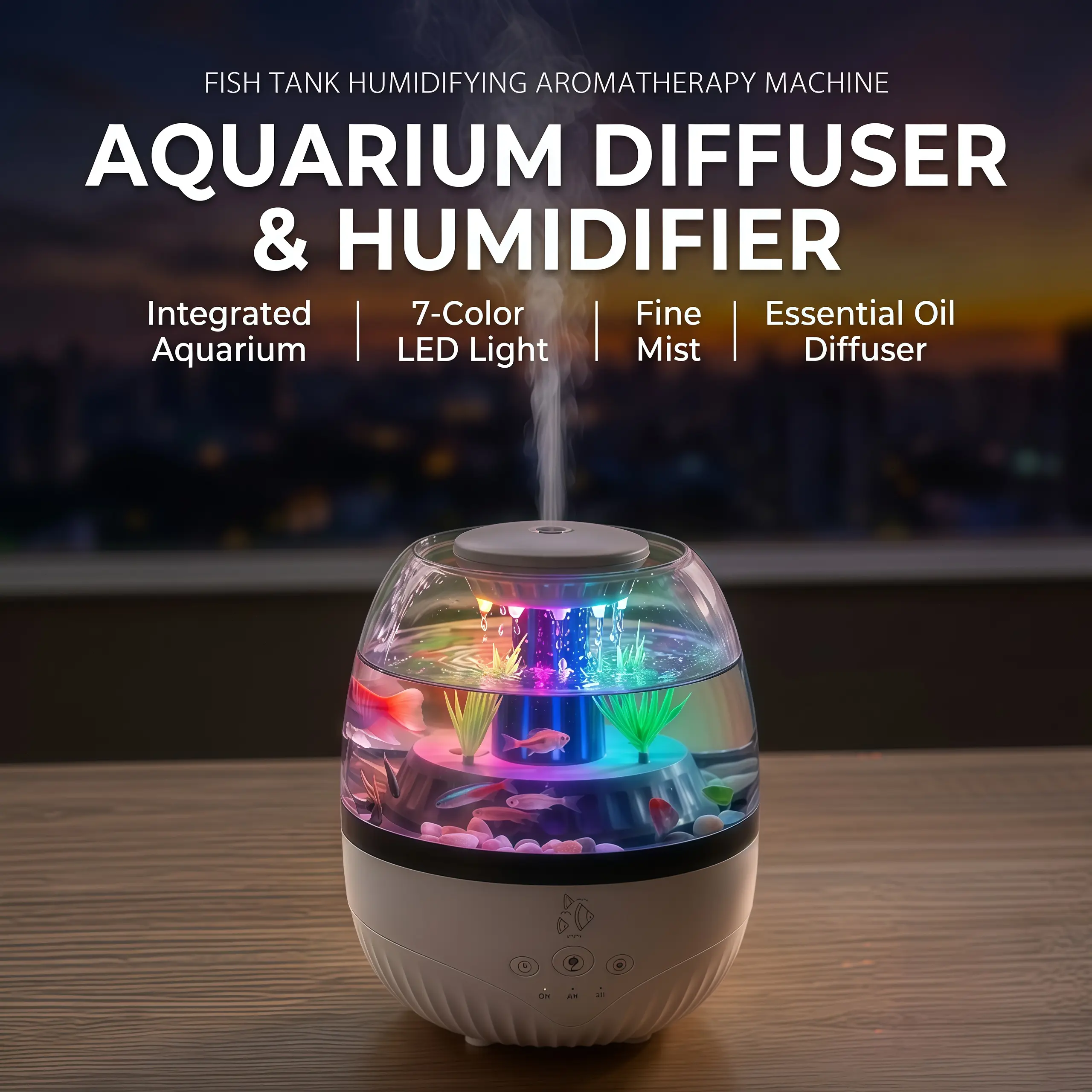 Fish Tank Humidifier Aroma Diffuser - Aesthetic Room Decor Gift, Beautiful Present, Creative Gift Idea for Office Desk, College Dorm, Aquarium Lovers