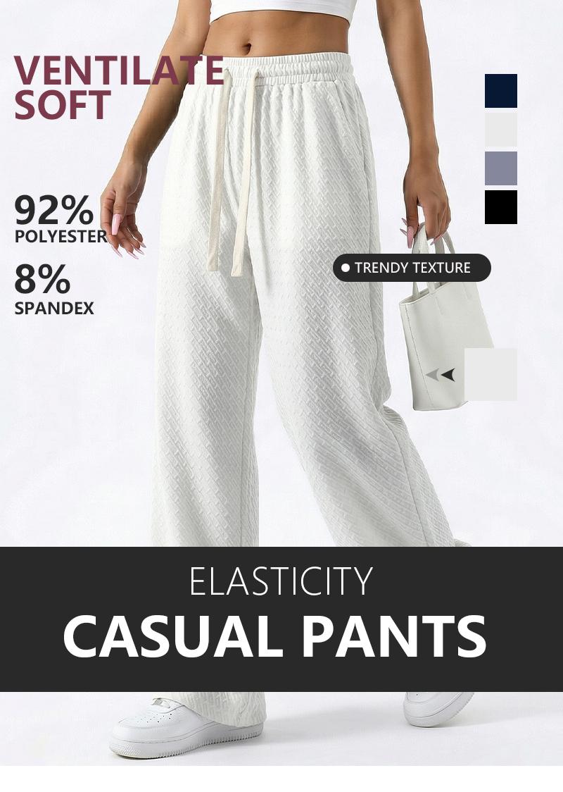 Womens Waffle Knit Wide Leg Sweatpants, High Waist Drawstring Baggy Pants, Casual Loose Flowy Trousers for Lounge, Yoga, Shopping, All Season