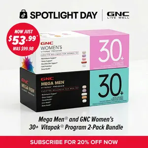2 Boxes of GNC 30+ Vitapak, Curated Supplements for Women/Men 30+, 5-IN-1, Multivitaimin, Stress&Bone Support, Skin&Cell Protection, Liver Health, Overall Wellness, 30 Count, Healthcare, Edible, Dietary Supplement, Vitamin