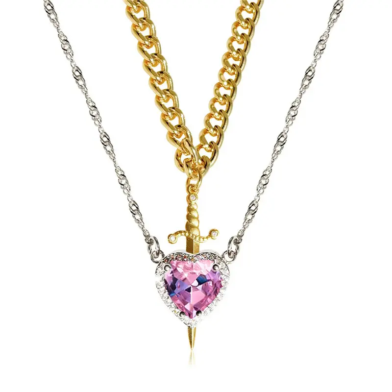 Pink Heart (Gold + Silver)