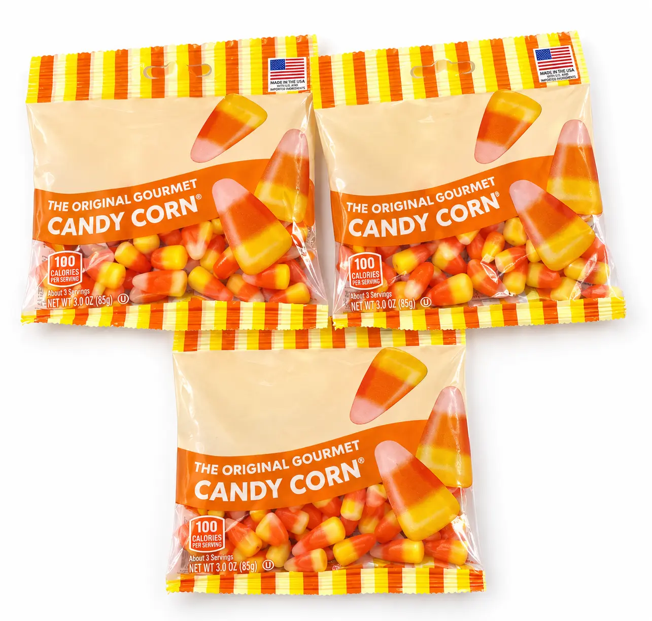 3-Pack Candy Corn Vanilla Flavored Candy – 3 oz Bags, Halloween Party Treats