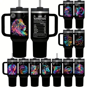 1pc 40oz/1180ml Zodiac Tumbler, Horoscope Astrology Coffee Cup, Constellation Travel Mug, Unisex Zodiac Fortune Gift for Men and Women. Double Wall Vacuum Stainless Steel Insulated Tumbler, Perfect for Birthday, Christmas, Mother’s Day and Valentine’s Day