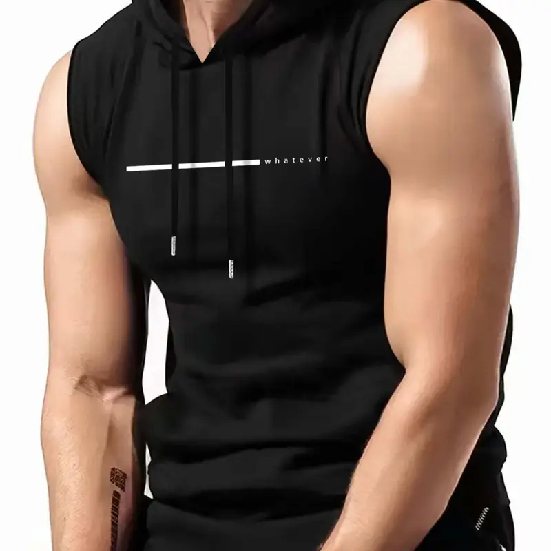 Men's Regular Fit Letter Print Hooded Tank Top, Cool Casual Fashionable Comfy Sleeveless Hoodie Vest for Daily Wear, Fashion Men's Clothes for Summer, Sweatshirts