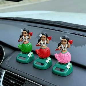 2PCS Dancing Girl Car Dashboard Ornaments, Dashboard Accessories, Car Interior Decorative, Cute Hawaiian Style Vehicle Interior Decorations, Bobblehead Healing Desk Figurines for Car Office Home Decor, Small Gift Idea for Women