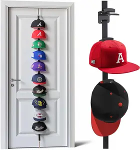 Hat Rack for Door - Two-Way Hanging Caps with Display Hooks and Hanger, Hat Organizer for Baseball Caps, Over the Door Hat Storage Organizer for Bedroom, Entrance or Garage Doors - 1 Pack