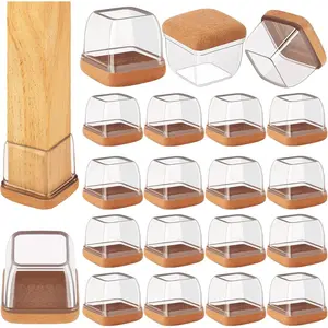 32 Pcs Square Silicone Chair Leg Floor Protectors Chair Leg Caps Covers for Hardwood Floors, Protect Wooden Floors from Scratching, Thick Won't Tear, Fit 1-1/10" - 1-3/10"