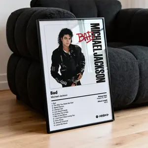 Michael Jackson "Bad" Album Poster - Album Cover Wall Decor - Aesthetic Music Poster