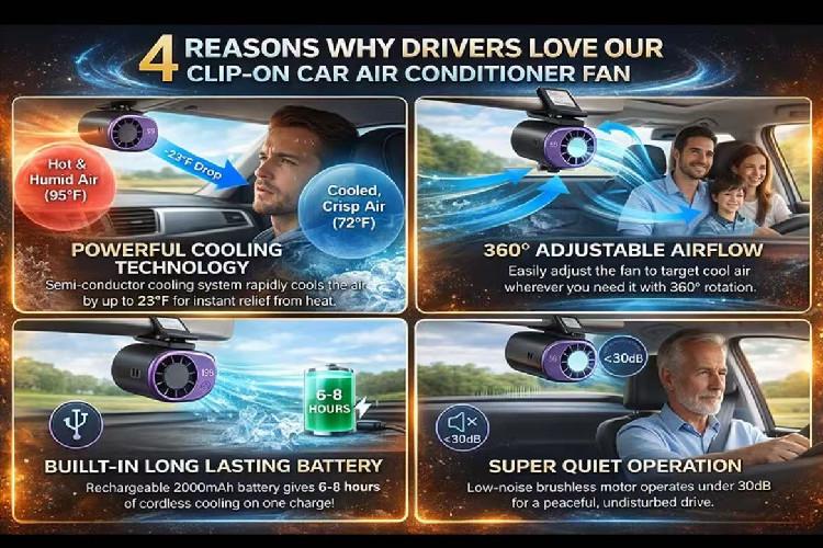 2026 New Car Clip On Air Conditioner Fan with LED Display - 360° Rotation, Portable Mini Cooling System for Auto Vehicle USB Rechargeable, 199 Speeds Adjustable, 16℃ Semi-Cooling Wide Clamp orange 2026 New Car Clip On Air Conditioner Fan with LED Display - 360° Rotation, Portable Mini Cooling System for Auto Vehicle USB Rechargeable, 199 Speeds Adjustable, 16℃ Semi-Cooling Wide Clamp orange