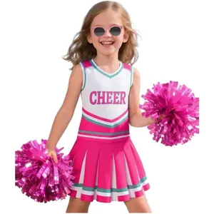 X-CPA09   Cheerleader Costume for Girls Cheerleading Outfit with Pom Poms Halloween Party Dress Up