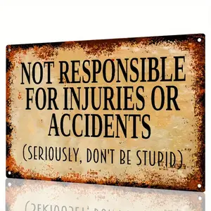 Vintage Swimming Pool Safety Sign, Not Responsible for Injuries or Accidents Sign, Wall Decor for Home and Poolside, Signage