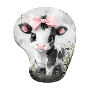 BHJLAXR Cow Design Mouse Pad with Wrist Rest, Gaming Mouse Pad with Wrist Support, Funny Mouse Pads for Desk, Computer Mousepad with Non-slip PU Base, Desk Accessories