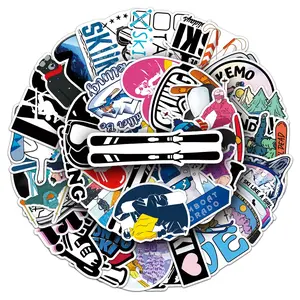 Ski Cartoon Sticker Pack - 50-Piece Waterproof & Durable Stickers for Skateboards & Luggage, Perfect for DIY Enthusiasts & Sport Lovers, Easy Application & Removal