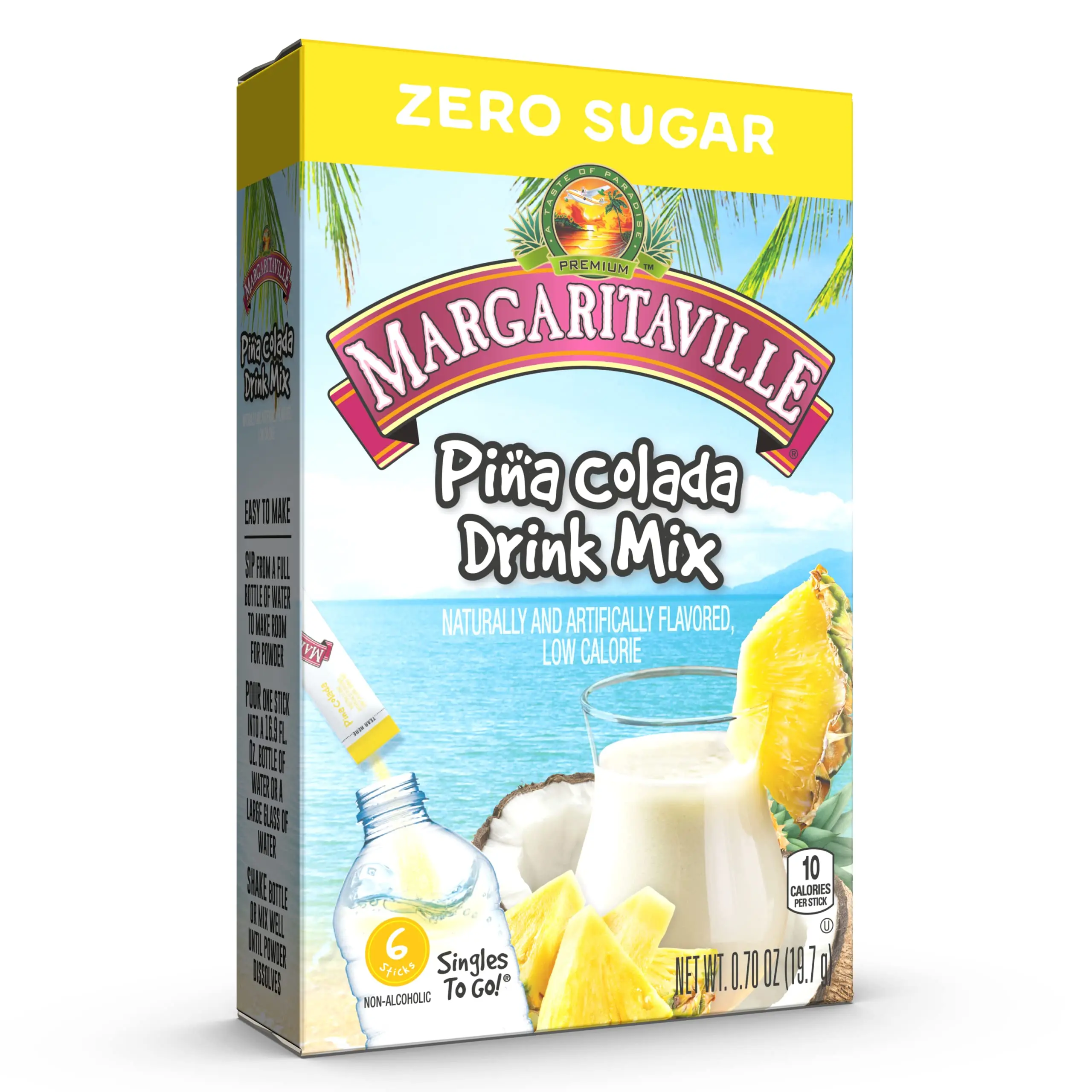 Margaritaville Piña Colada Flavor Pack - 6-Count Powder Drink Mix, Beverage Powder for Classic Powdered Beverage Experience, Ideal for Events, Drink Packets