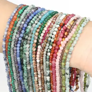 3MM High Quality Natural Faceted Crystal Gemstone Beads for Jewelry Making 15.5inch Strand Semi-Precious Jasper Beads for Bracelet Necklace DIY Handmade Accessories