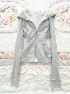 2026 Retro women's fleece hooded slim fit cardigan autumn and winter hoodie jacket, Warm Style, Weekend Wear, Daily Wear, Lightweight, Classy, Daily Wear, Minimalist Chic, Stylish, Versatile, Outdoor, Loungewear
